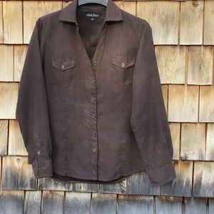 Faux suede western style button-down